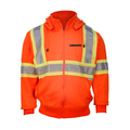 Orange Hi-Vis Full-Zip Sweatshirt with Removable Hood